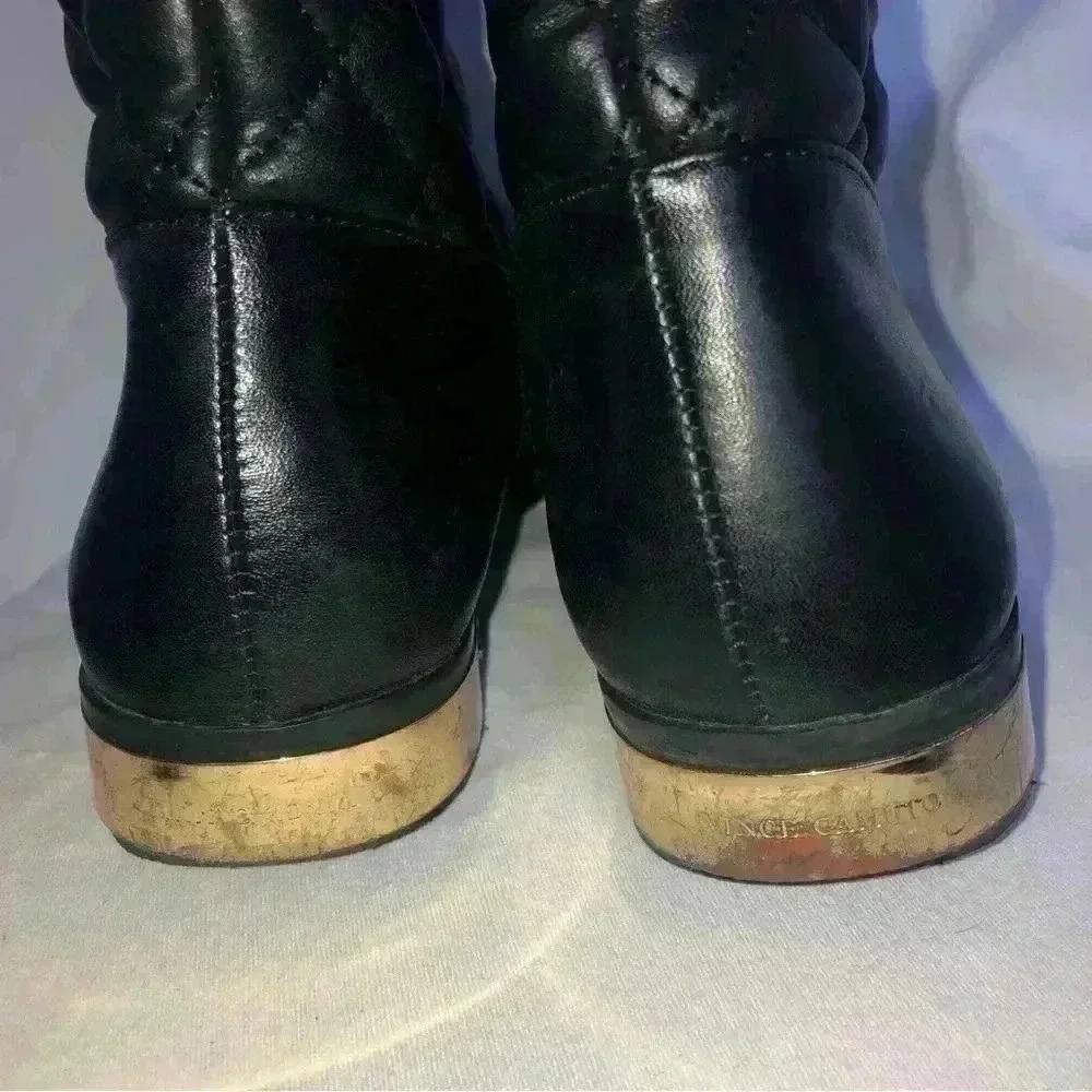 Vince Camuto Black Quilted Leather Knee High boots Sz 7.5 - Picture 6 of 6